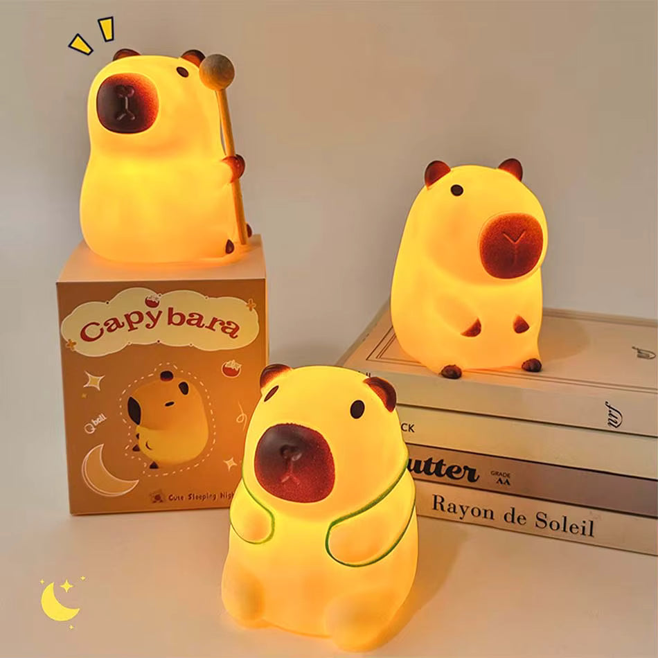 Cute Cartoon Capybara Night Light Soft Glow Bedside Lamp Kids Gift