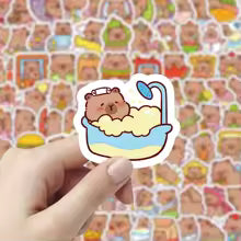 100Pcs Cute Capybara Stickers Aesthetic Scrapbook Decoration Kids Stationery Pack