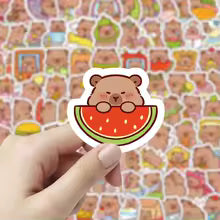 100Pcs Cute Capybara Stickers Aesthetic Scrapbook Decoration Kids Stationery Pack