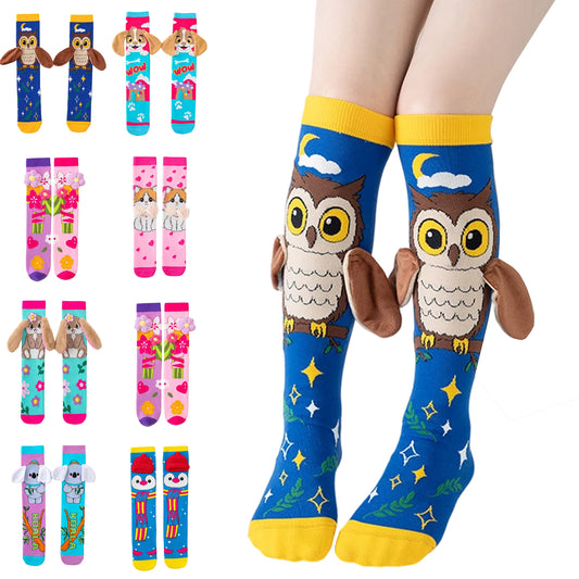 Cartoon Animal 3D Kids Knee-High Socks Dog Rabbit Penguin Party Socks